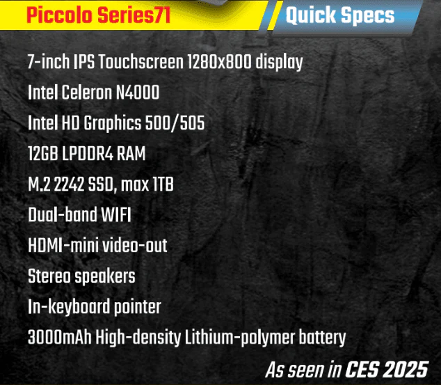 7-inch Laptop - AMD Ryzen N150 N250 N55 N305 N350 N355 16GB DDR + 2TB -  Piccolo Series71 - SIGN-UP - Image 3