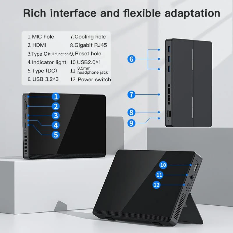 7" N200 Mini PC Tablet  PC - LINUX UBUNTU Desktop Pocket PC (16GB+512GB) - Image 4