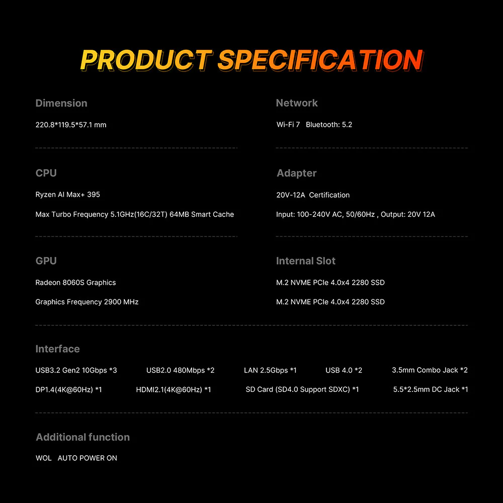 Rival Ryzen AI Max+ 395 Mini PC | Turbo 5.1GHz | Radeon 8060S | 96GB LPDDR5 | 2TB PCIe 4.0 SSD | LLMs Support - X-RIVAL - Image 21