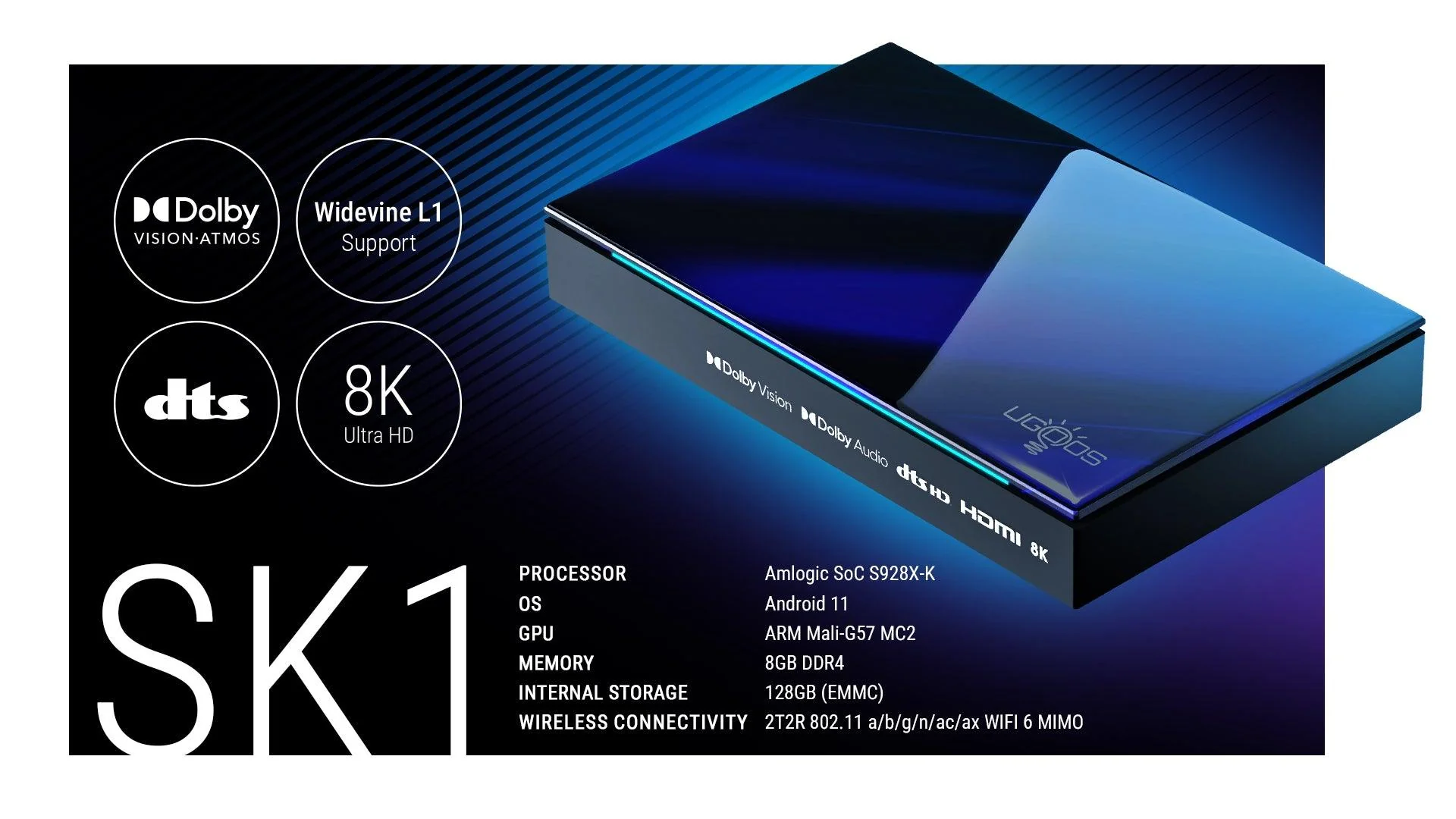 Ugoos SK1 8K Android 14 Amlogic S928X-K Dolby Atmos TV BOX - Ships NOW